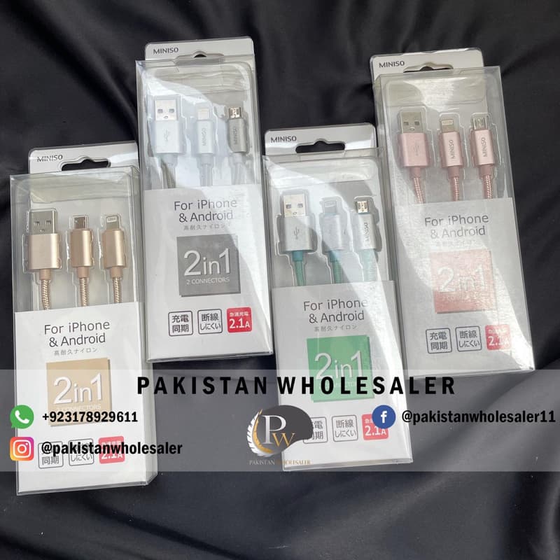 MiniSo 2 in 1 Android + Iphone High Quality Data Cable