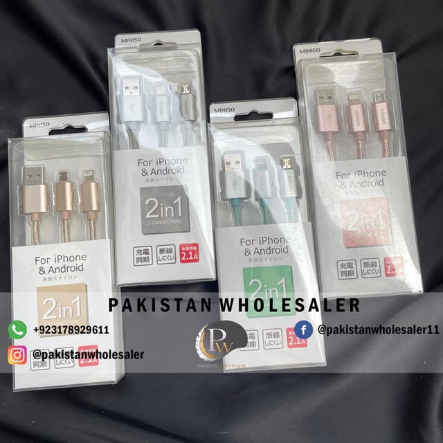 MiniSo 2 in 1 Android + Iphone High Quality Data Cable