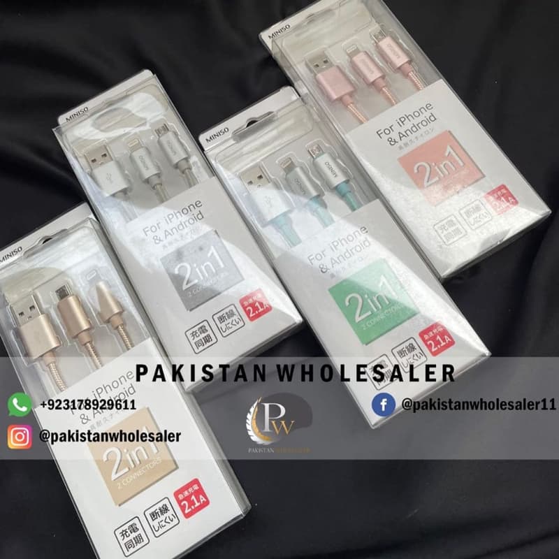MiniSo 2 in 1 Android + Iphone High Quality Data Cable