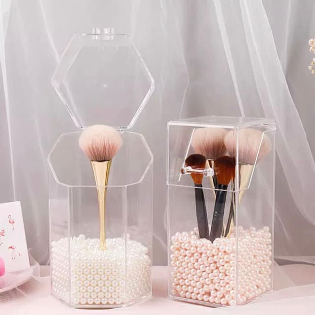 Acrylic Brush Holder with Extra Pearls