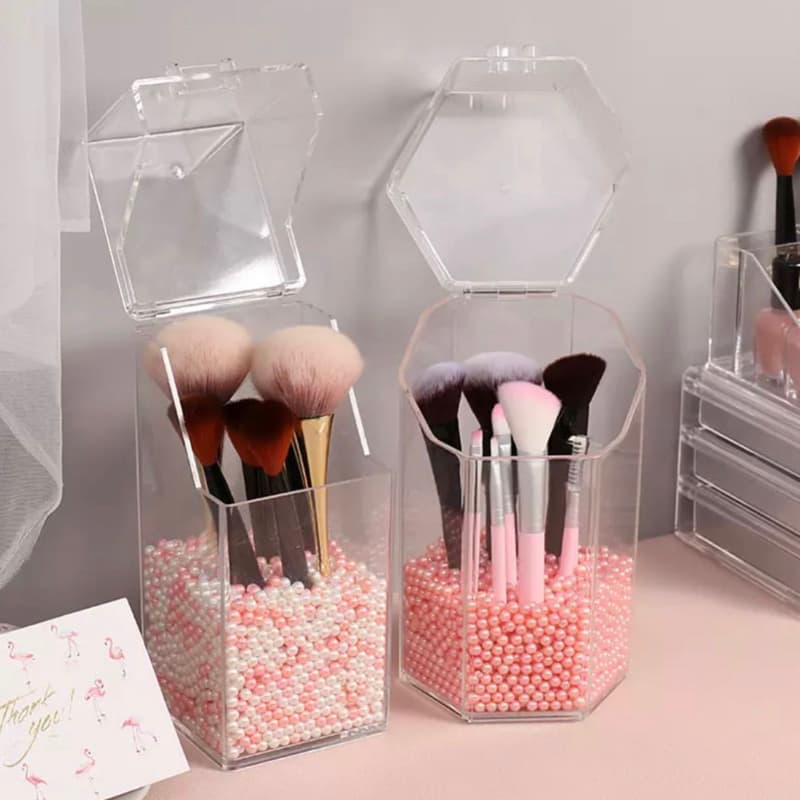 Acrylic Brush Holder with Extra Pearls