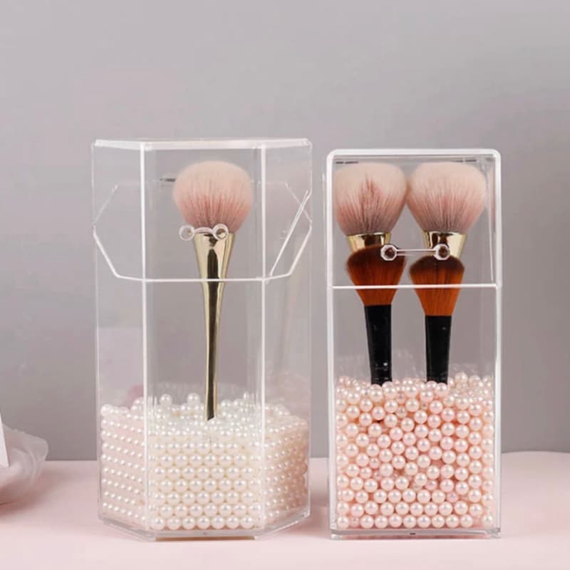 Acrylic Brush Holder with Extra Pearls